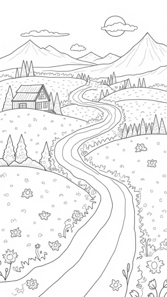 coloring page road